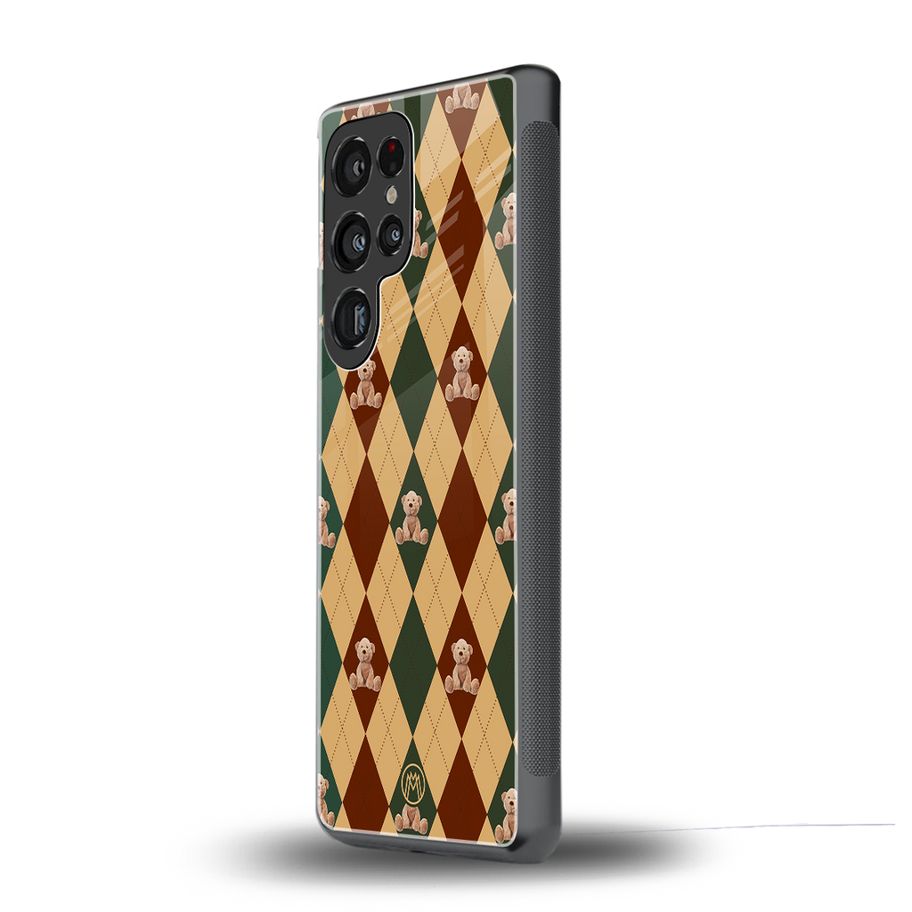 ted checkered pattern back phone cover | glass case for samsung galaxy s25 ultra