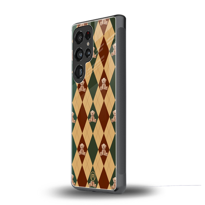 ted checkered pattern back phone cover | glass case for samsung galaxy s25 ultra