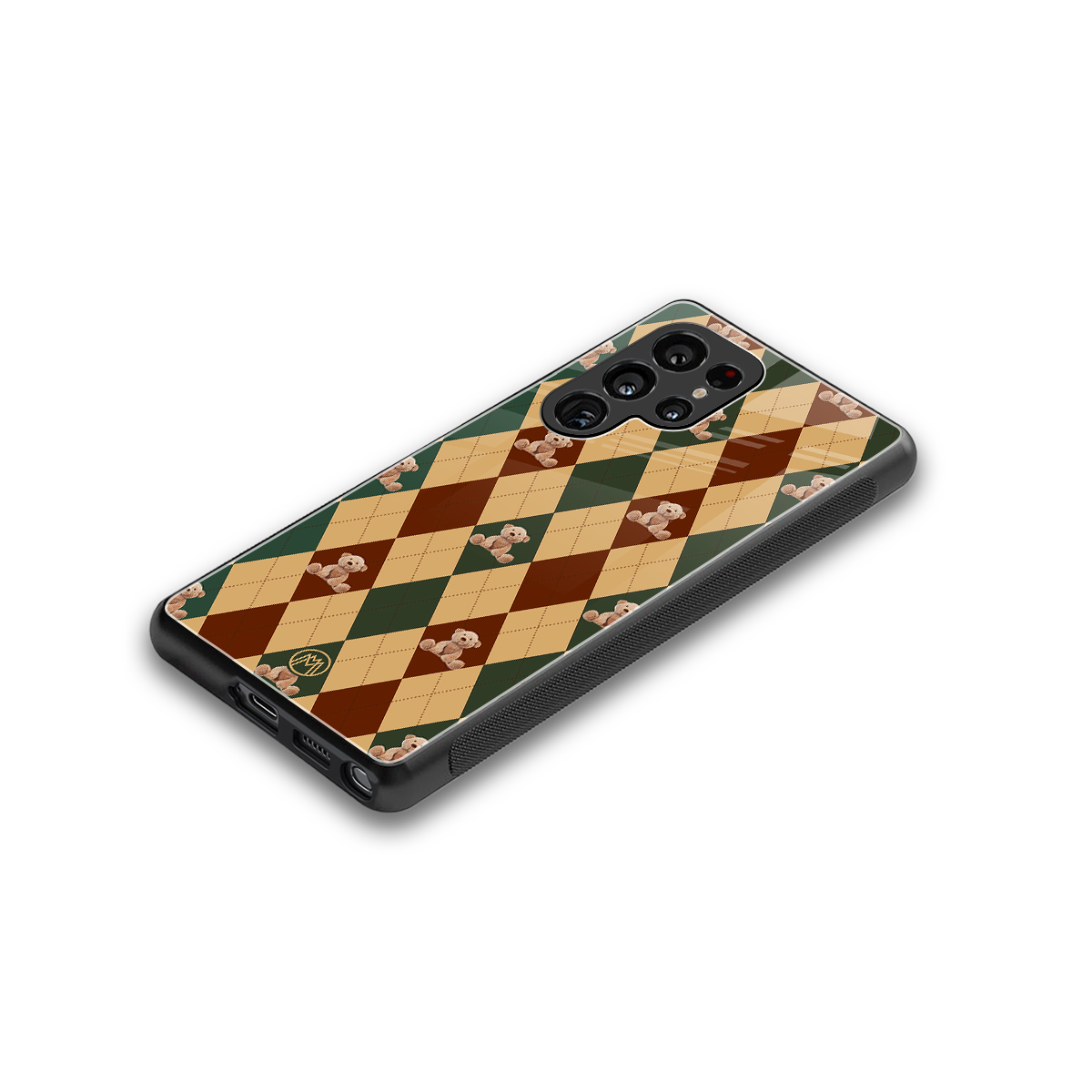 ted checkered pattern back phone cover | glass case for samsung galaxy s25 ultra
