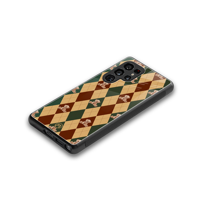 ted checkered pattern back phone cover | glass case for samsung galaxy s25 ultra