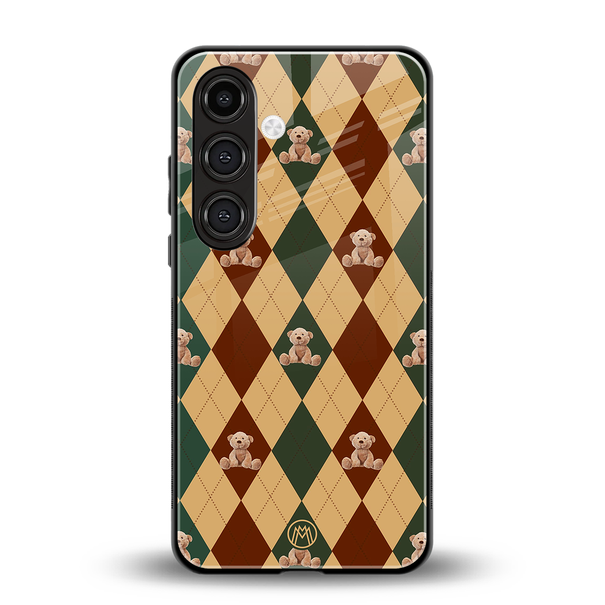 ted checkered pattern back phone cover | glass case for samsung galaxy s23