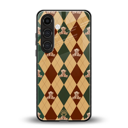 ted checkered pattern back phone cover | glass case for samsung galaxy s23