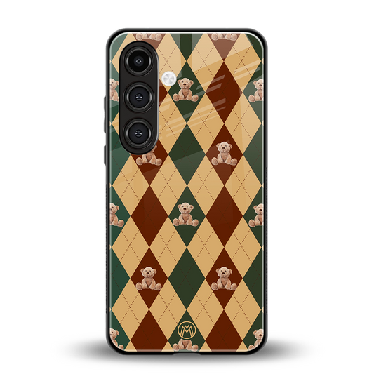 ted checkered pattern back phone cover | glass case for samsung galaxy s23