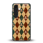 ted checkered pattern back phone cover | glass case for samsung galaxy s25 plus