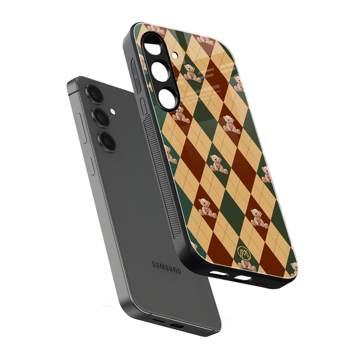ted checkered pattern back phone cover | glass case for samsung galaxy s23