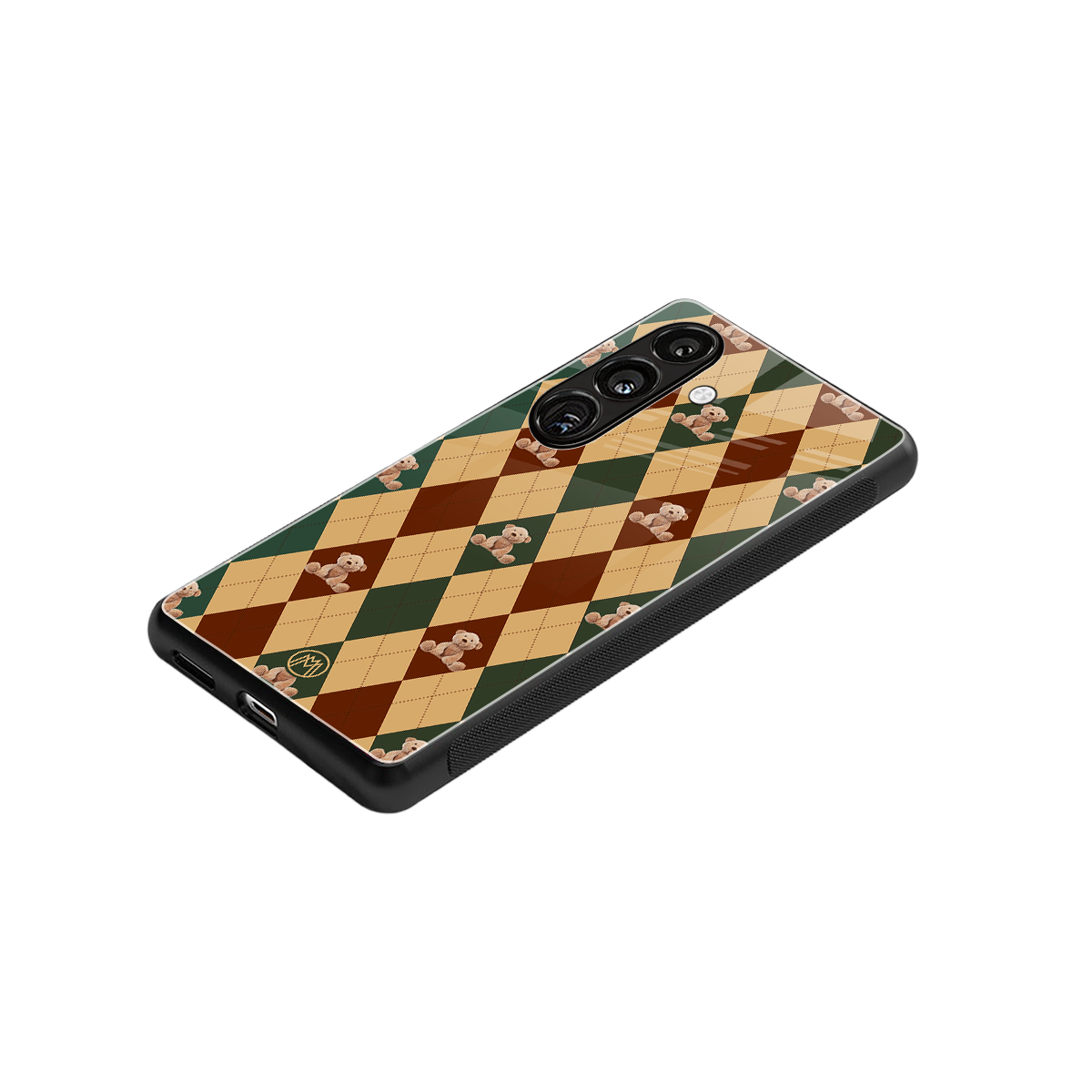 ted checkered pattern back phone cover | glass case for samsung galaxy s24 plus