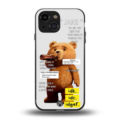teddy back phone cover | glass case for iphone 13 mini