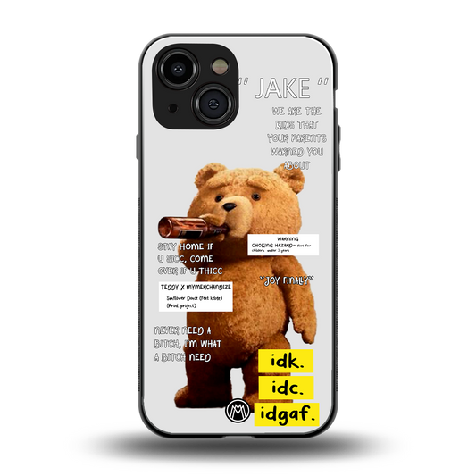 teddy back phone cover | glass case for iphone 13 mini