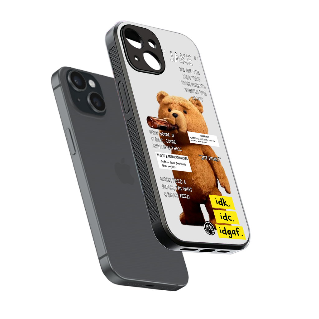 teddy back phone cover | glass case for iphone 13 mini