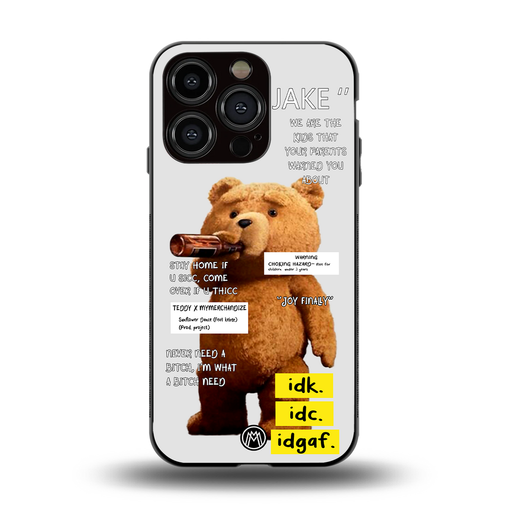 teddy back phone cover | glass case for iphone 13 pro