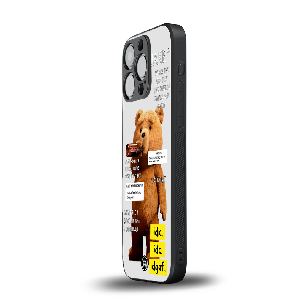 teddy back phone cover | glass case for iphone 13 pro