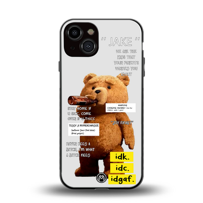teddy back phone cover | glass case for iphone 13