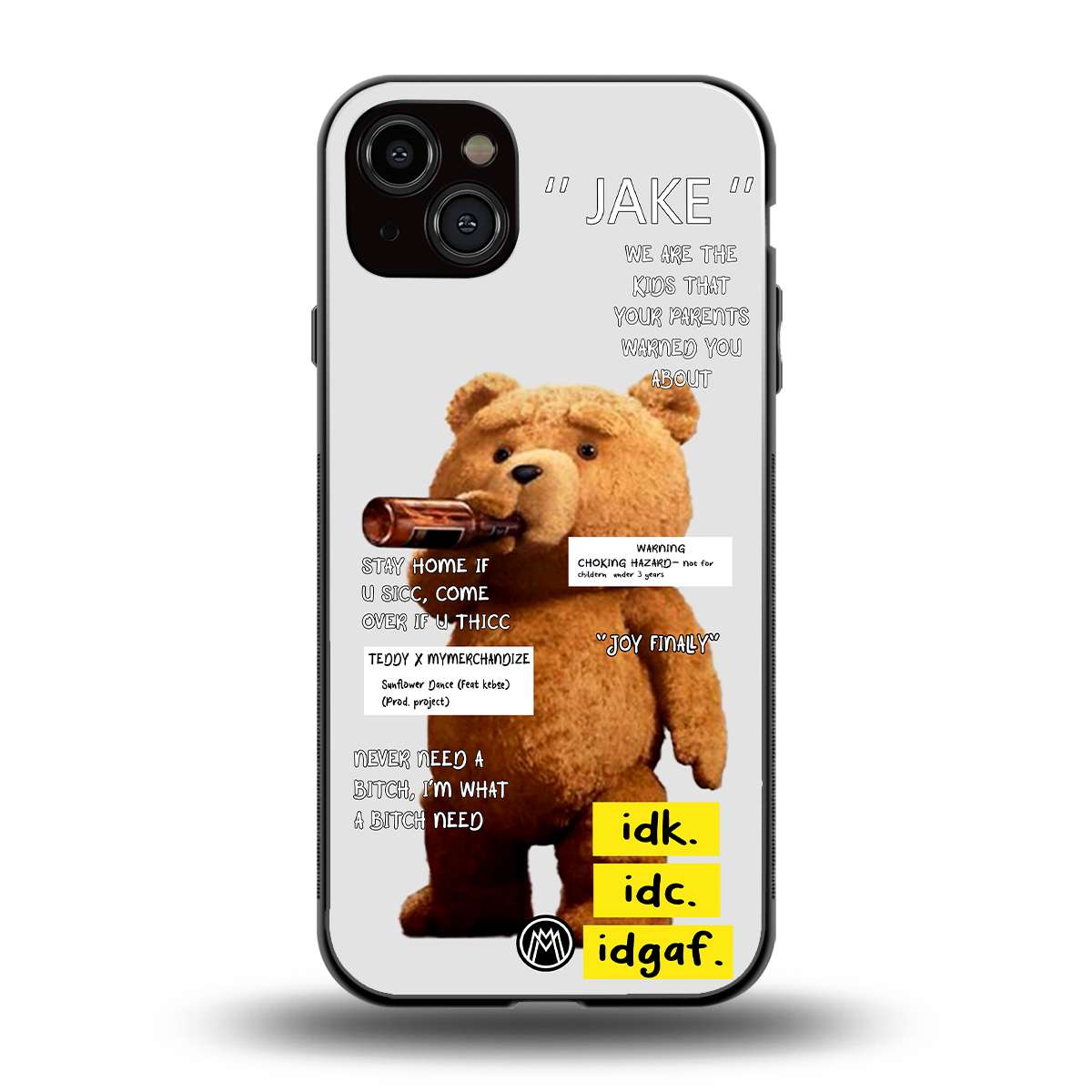 teddy back phone cover | glass case for iphone 15 plus