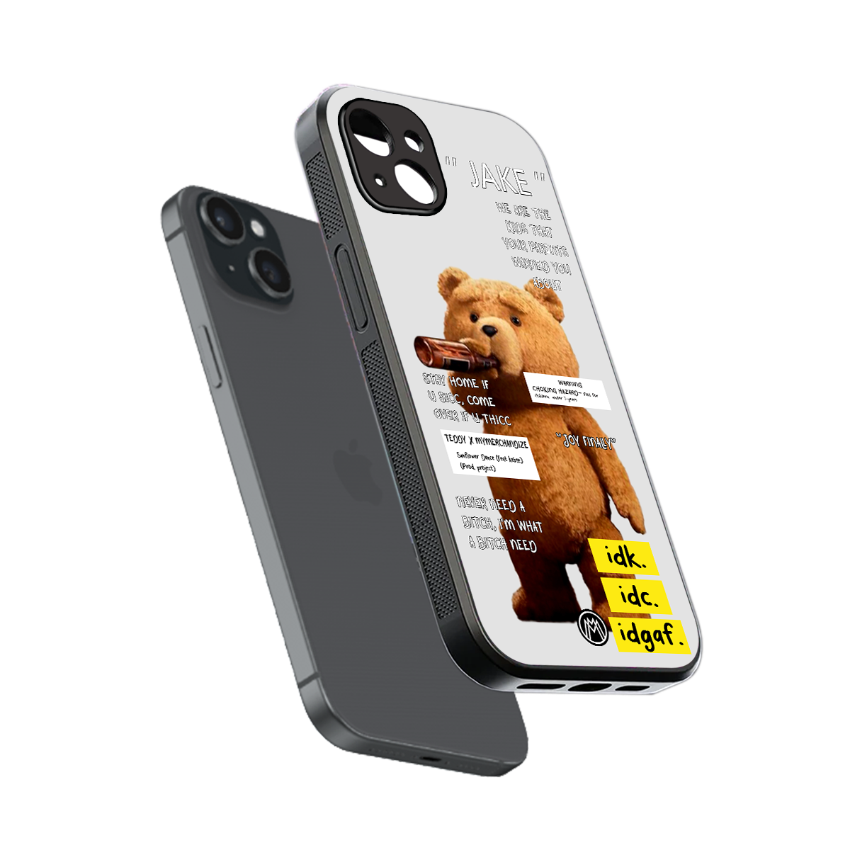 teddy back phone cover | glass case for iphone 15 plus