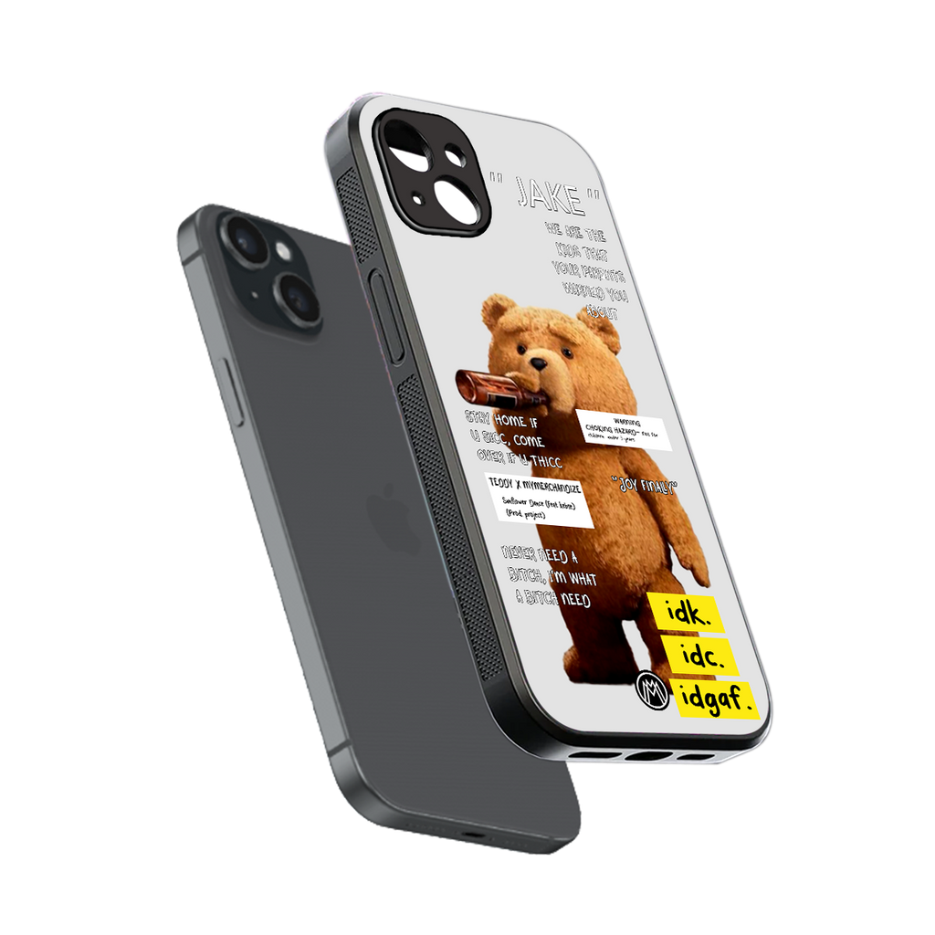 teddy back phone cover | glass case for iphone 14 plus