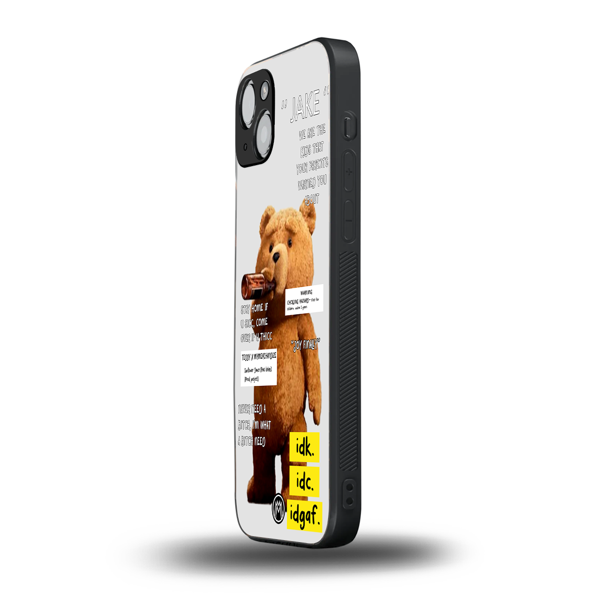 teddy back phone cover | glass case for iphone 15 plus