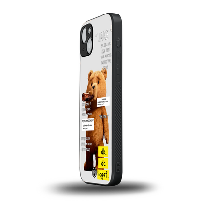 teddy back phone cover | glass case for iphone 15 plus