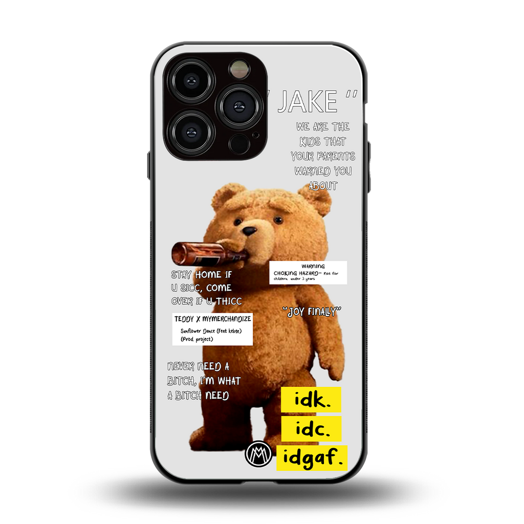 teddy back phone cover | glass case for iphone 14 pro max