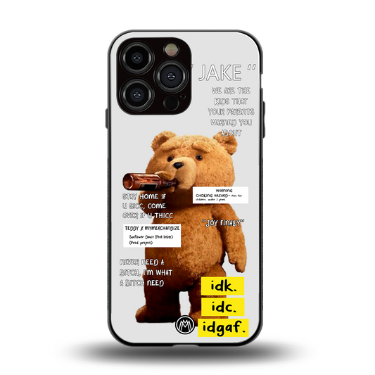 teddy back phone cover | glass case for iphone 14 pro max