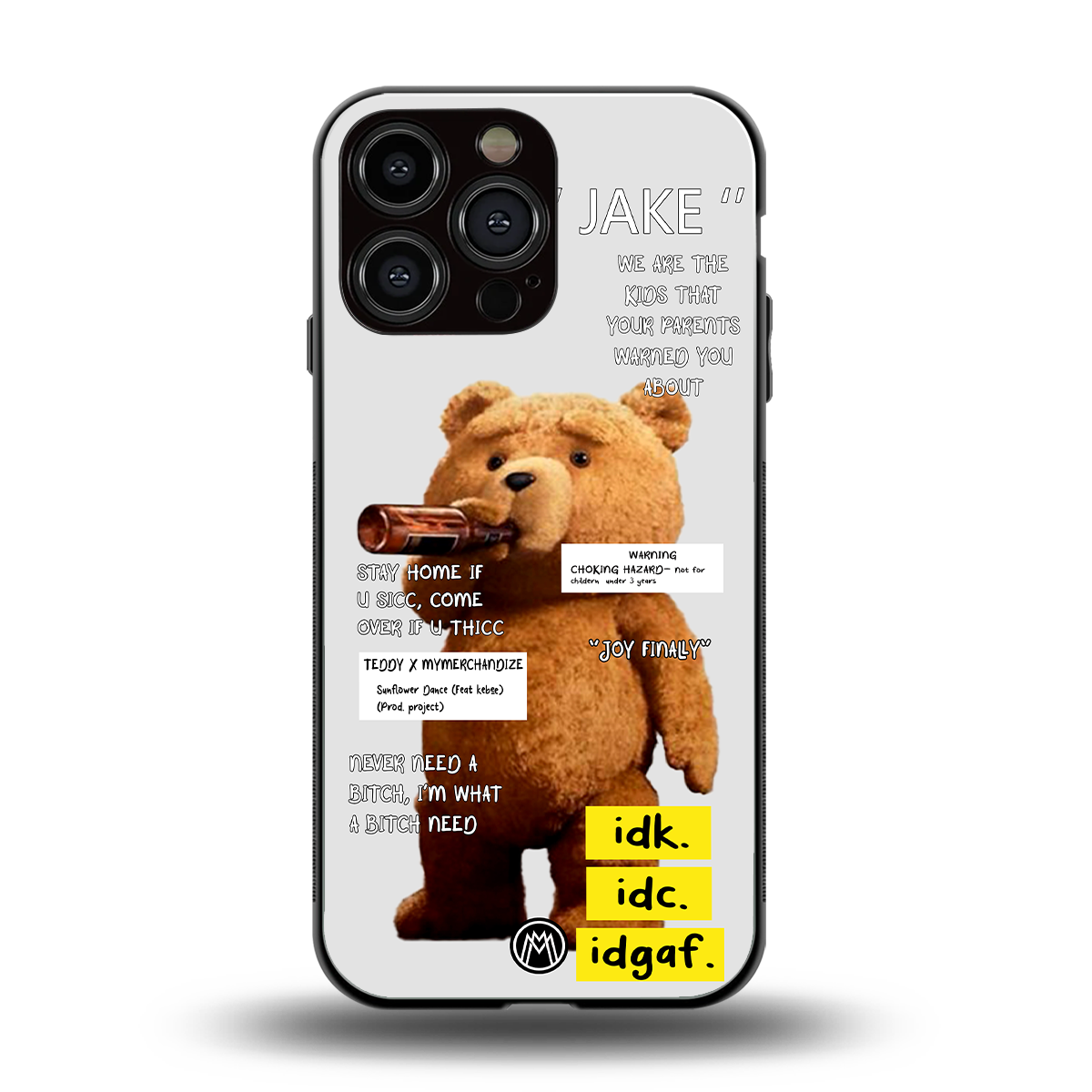 teddy back phone cover | glass case for iphone 15 pro max