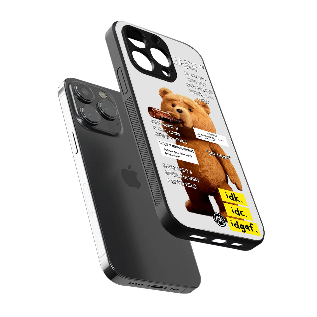 teddy back phone cover | glass case for iphone 15 pro max