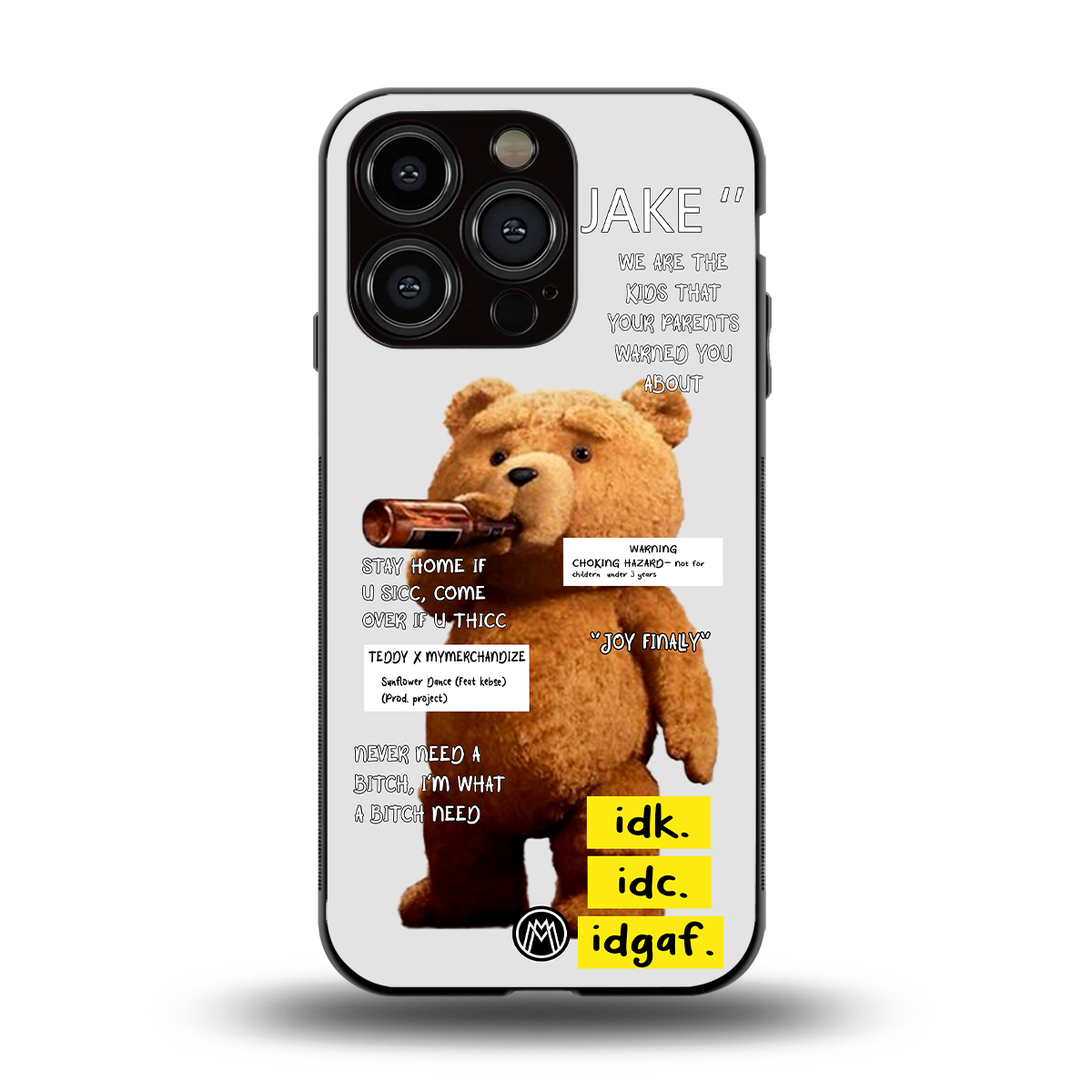 teddy back phone cover | glass case for iphone 15 pro