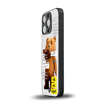 teddy back phone cover | glass case for iphone 14 pro