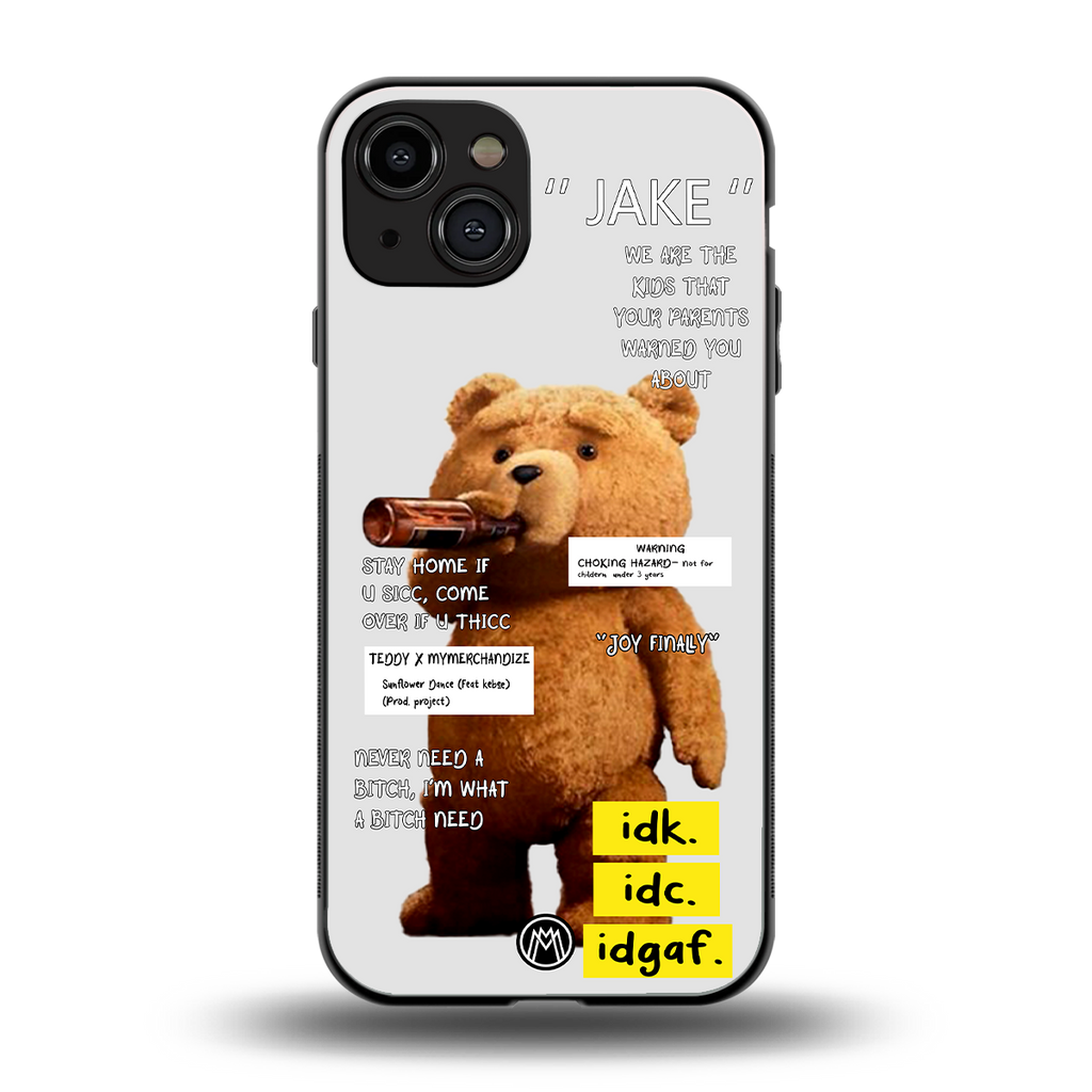 teddy back phone cover | glass case for iphone 14