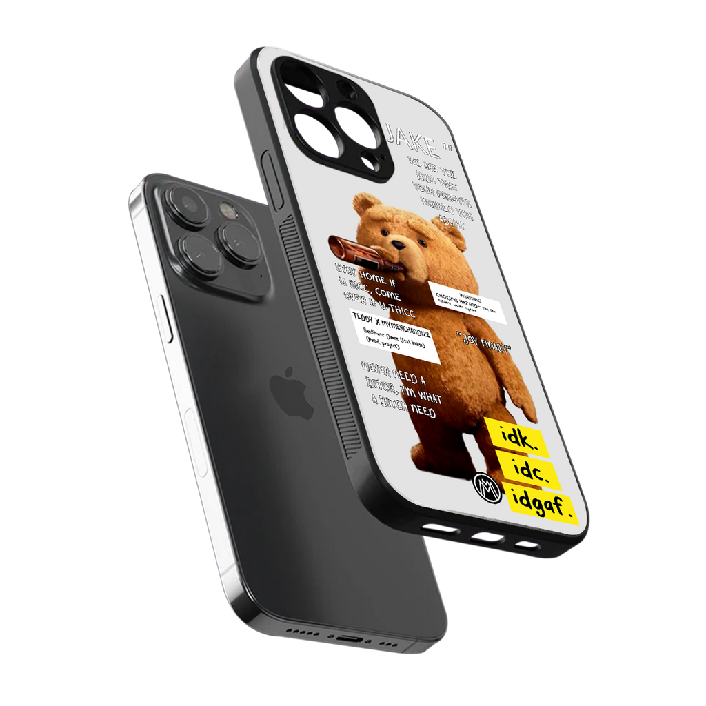 teddy back phone cover | glass case for iphone 14 pro