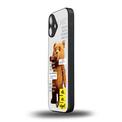 teddy back phone cover | glass case for iphone 16 plus