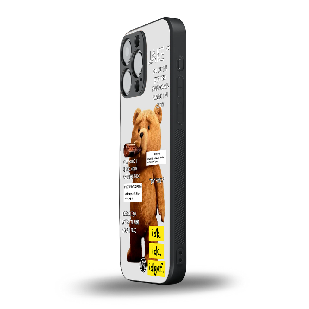 teddy back phone cover | glass case for iphone 16 pro max