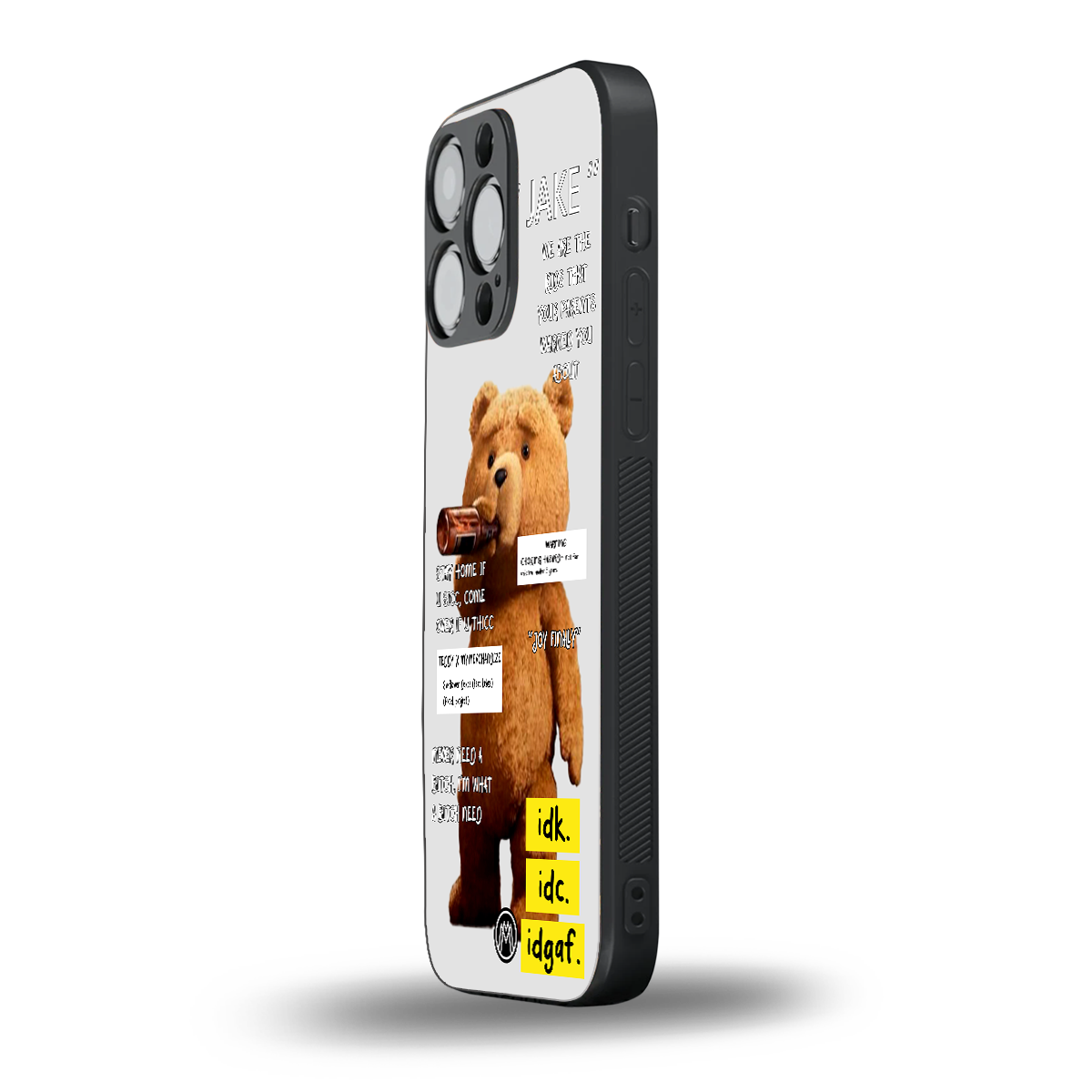 teddy back phone cover | glass case for iphone 16 pro max