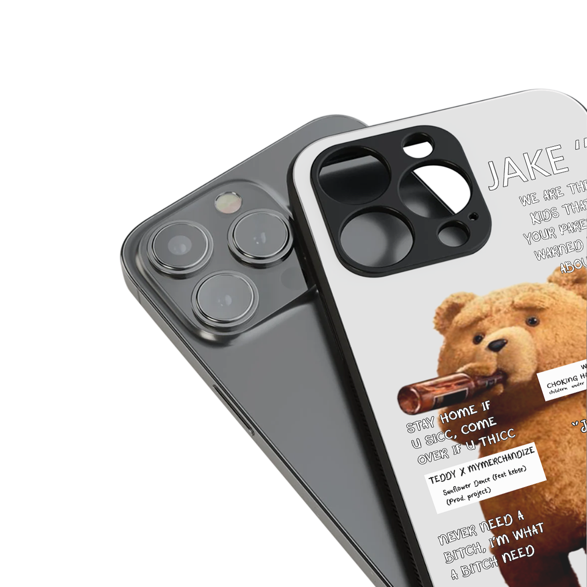 teddy back phone cover | glass case for iphone 14 pro max