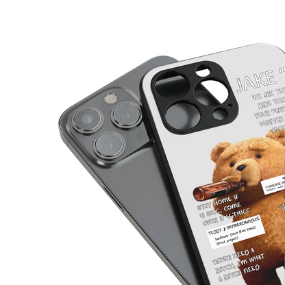 teddy back phone cover | glass case for iphone 14 pro max