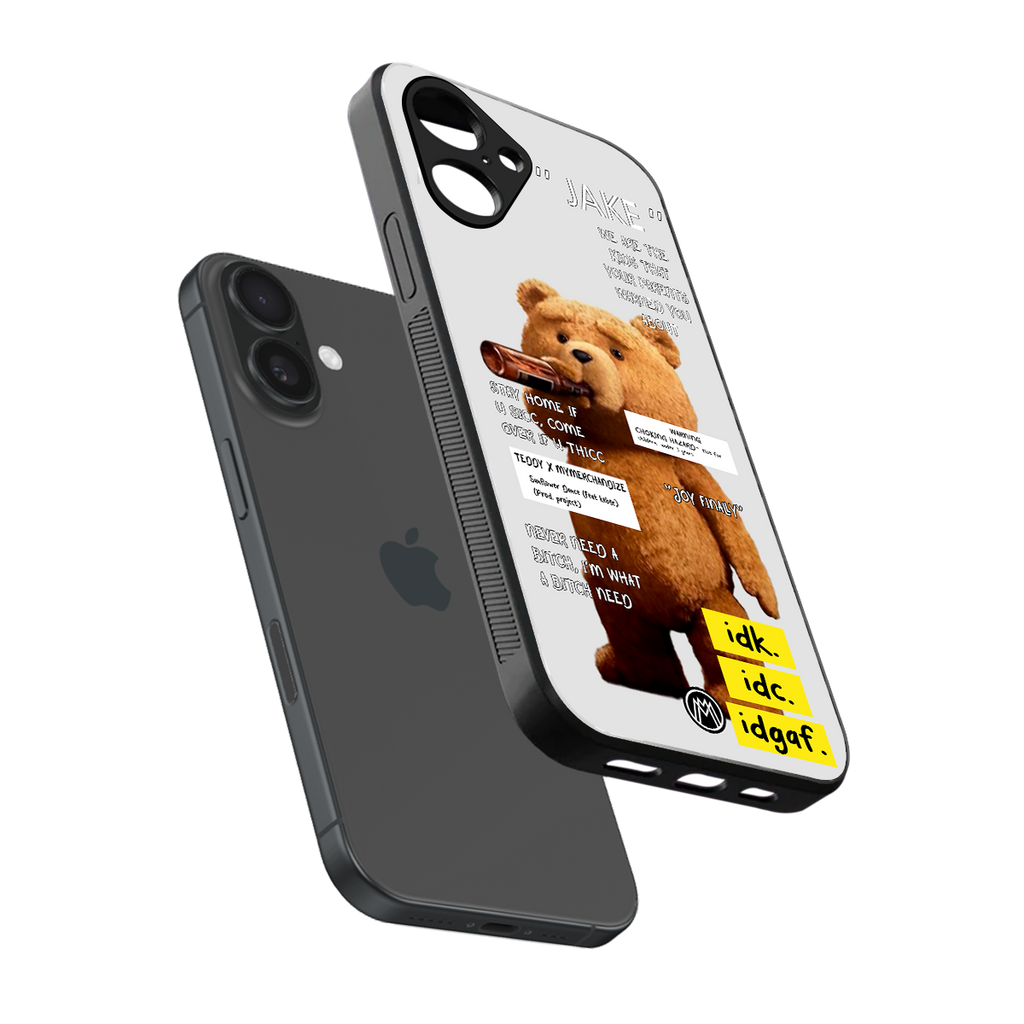 teddy back phone cover | glass case for iphone 16