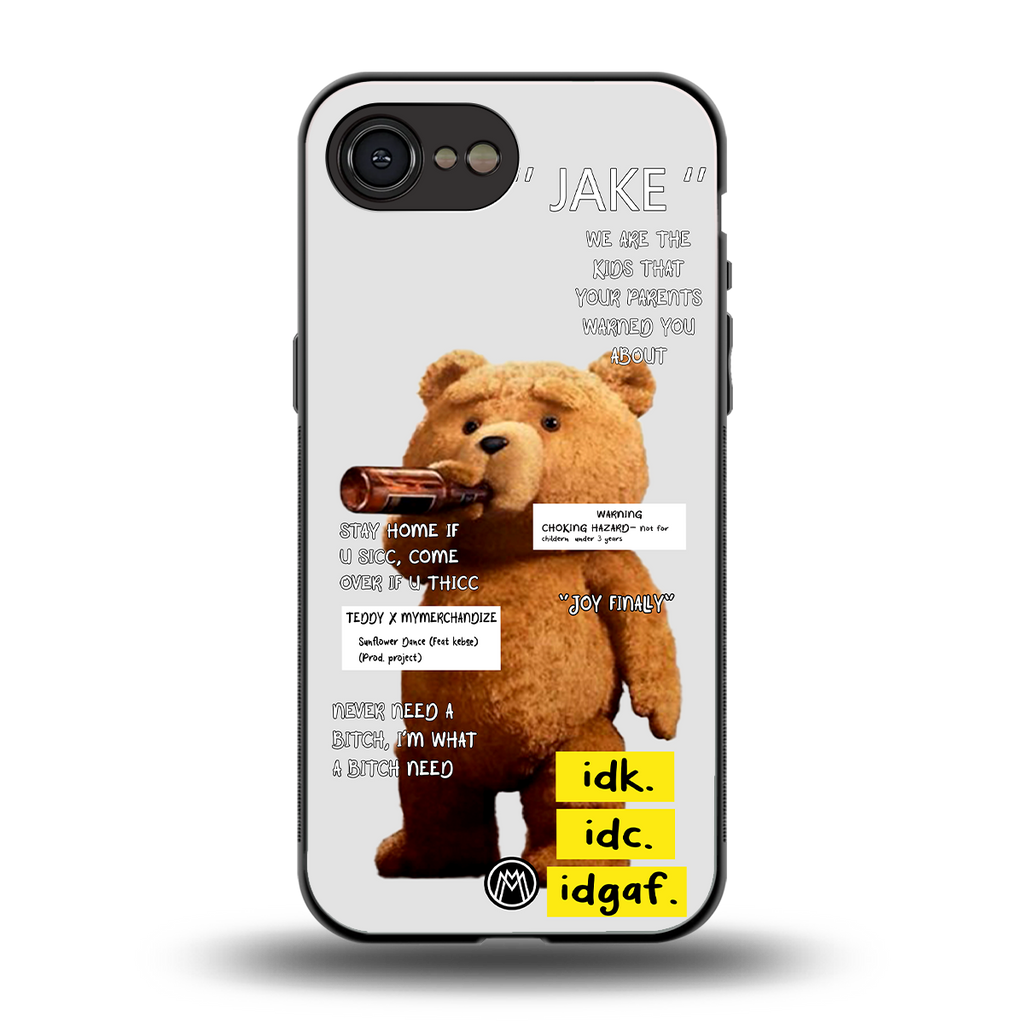 teddy back phone cover | glass case for iphone 16e