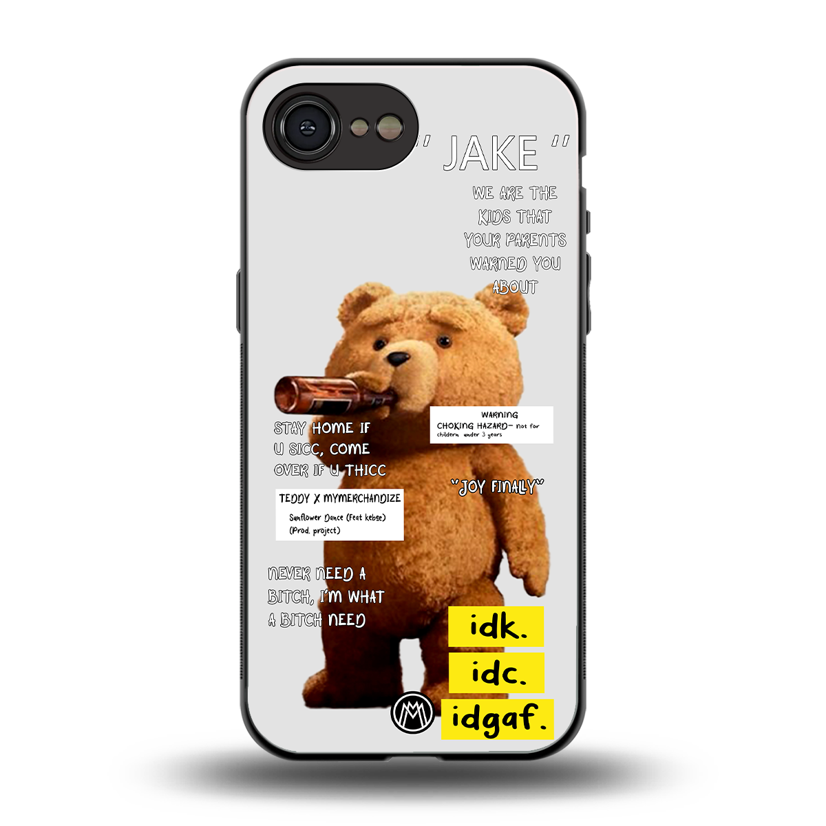 teddy back phone cover | glass case for iphone 16e