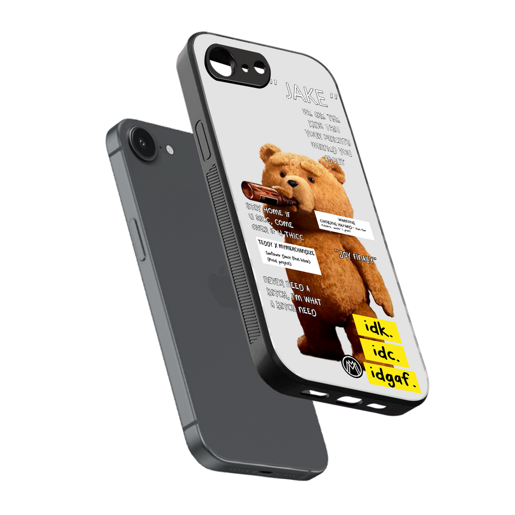 teddy back phone cover | glass case for iphone 16e