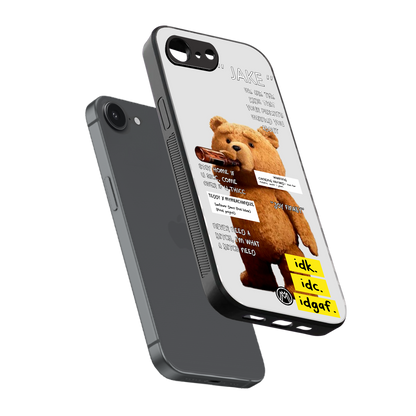 teddy back phone cover | glass case for iphone 16e