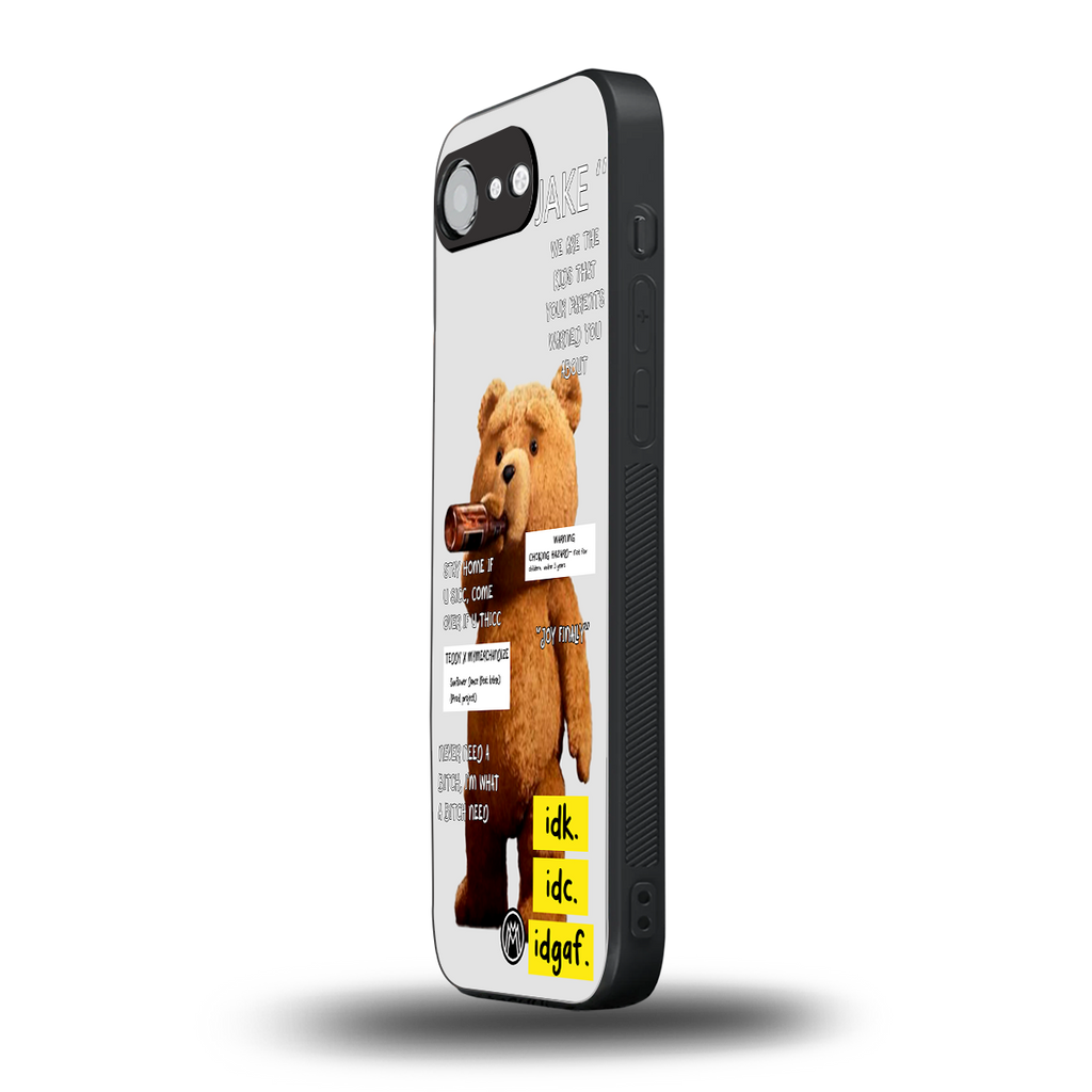 teddy back phone cover | glass case for iphone 16e