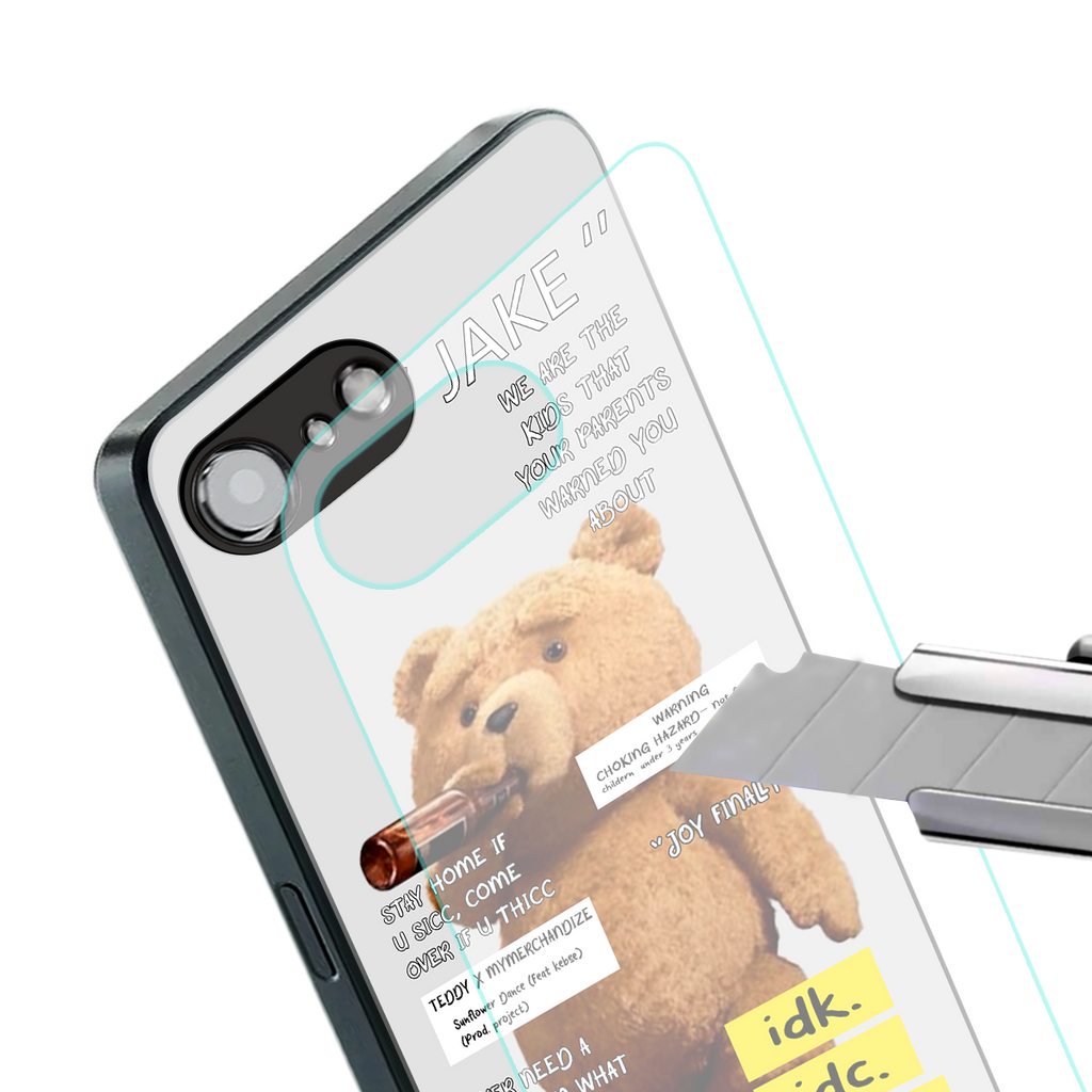 teddy back phone cover | glass case for iphone 16e