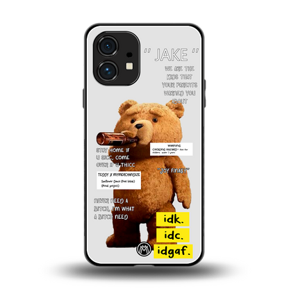 teddy back phone cover | glass case for nothing phone 1