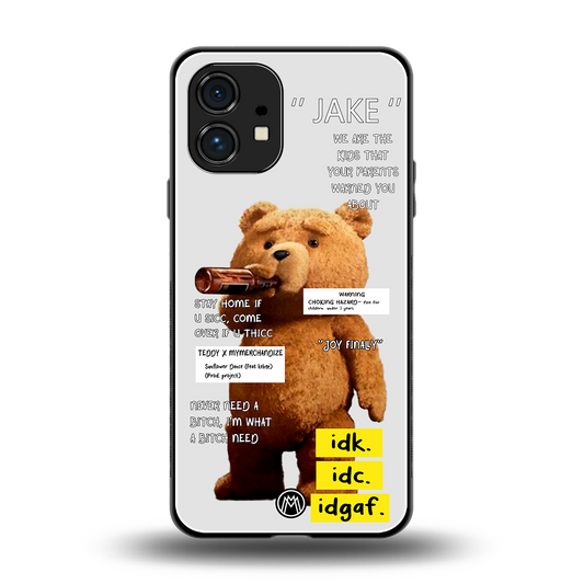 teddy back phone cover | glass case for nothing phone 1