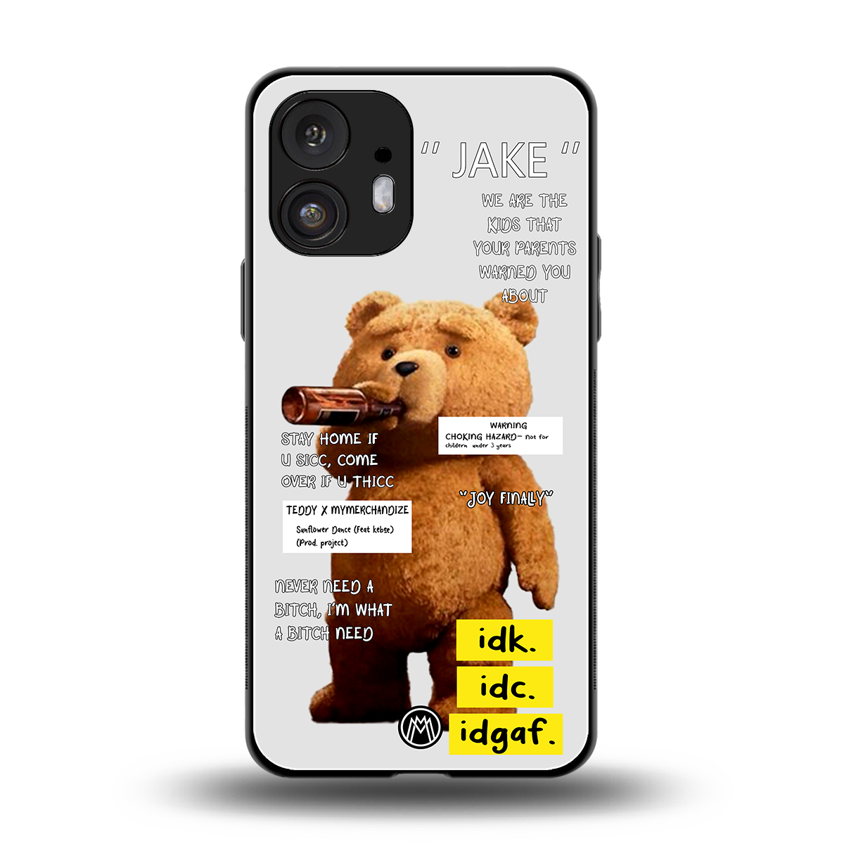teddy back phone cover | glass case for nothing phone 2