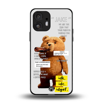 teddy back phone cover | glass case for nothing phone 2