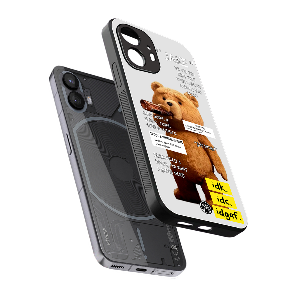 teddy back phone cover | glass case for nothing phone 2