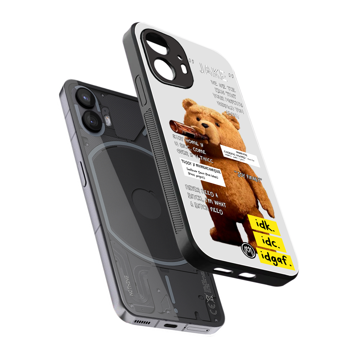 teddy back phone cover | glass case for nothing phone 2