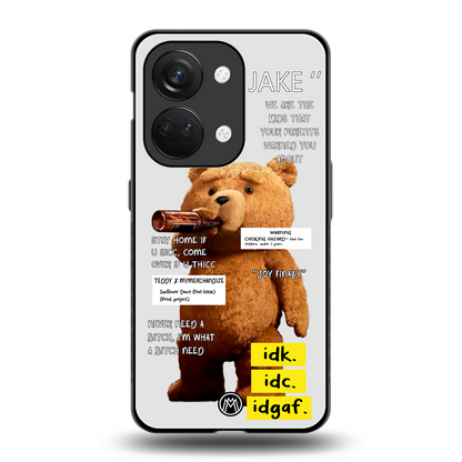 teddy back phone cover | glass case for oneplus nord 3
