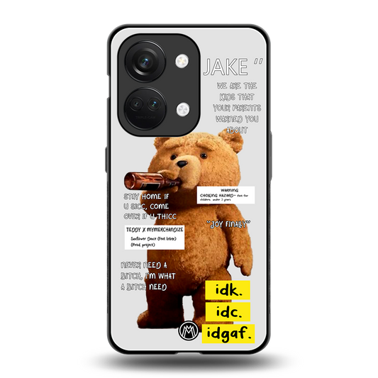 teddy back phone cover | glass case for oneplus nord 3