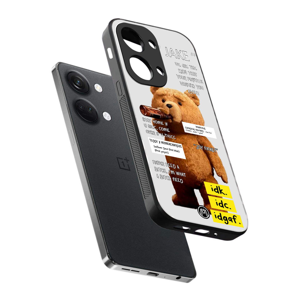 teddy back phone cover | glass case for oneplus nord 3